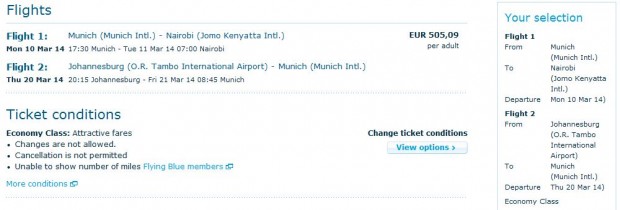 Minhen >> Nairobi >> vlastiti put >> Johannesburg >> Minhen