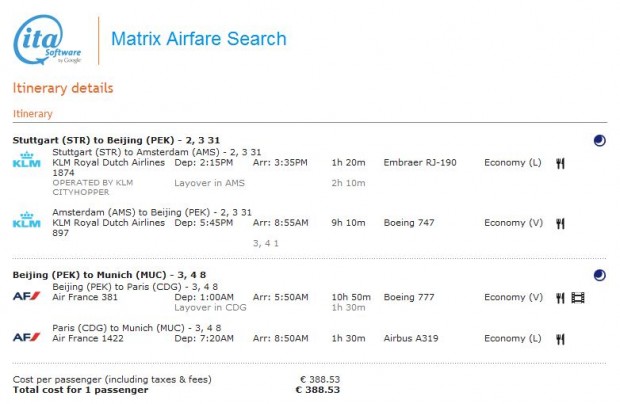 Stuttgart - Amsterdam - Peking - Pariz - Minhen