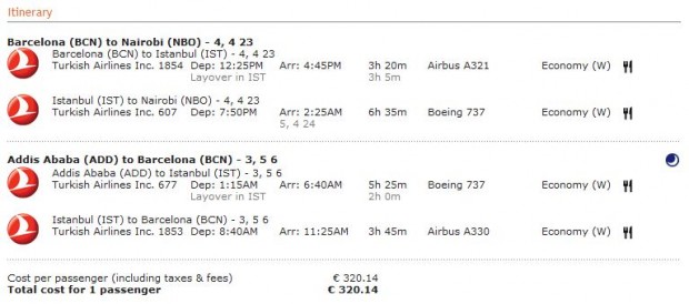 Barcelona >> Nairobi -- vlastiti prijevoz -- Adis Abeba >> Barcelona