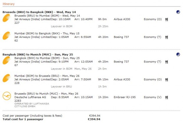 Brisel >> Mumbai >> Bangkok >> Delhi >> Mumbai >> Minhen