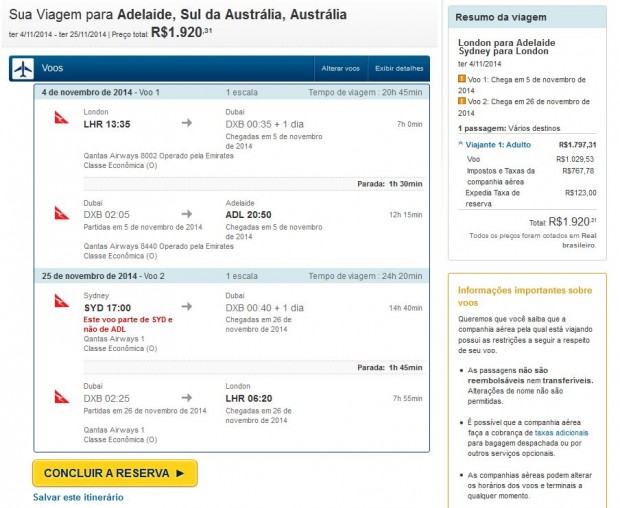 London >> Adelaide >> Sydney >> London