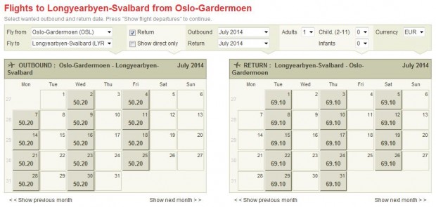 Oslo >> Longyearbyen >> Oslo