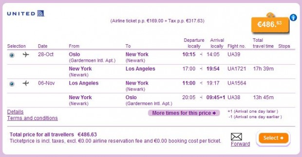 Oslo >> Los Angeles >> Oslo - na BudgetAir