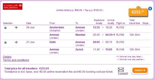 Amsterdam >> Mumbai -- Delhi >> Zurich