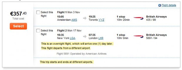 Amsterdama >> Toronto -- New York >> London