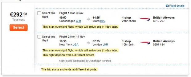 Kopenhagen >> Miami -- New York >> London
