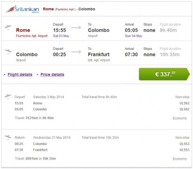 Rim >> Colombo >> Frankfurt