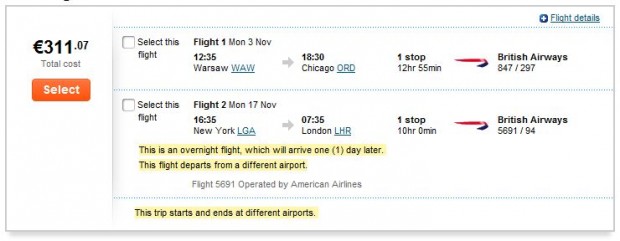 Varšava >> Chicago -- New York >> London