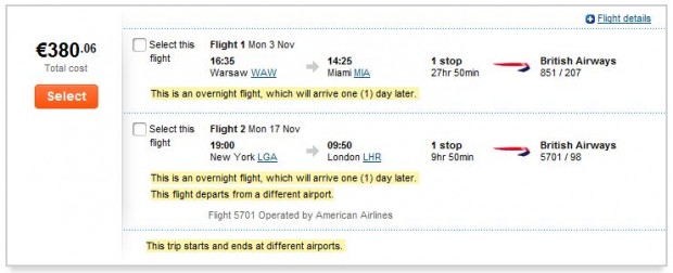 Varšava >> Miami -- New York >> London