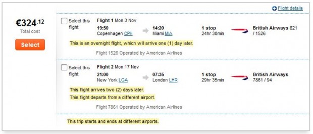 Kopenhagen >> Miami -- New York >> London