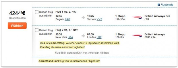 Zagreb >> Toronto -- New York >> London