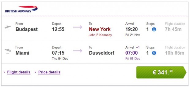 Budimpešta >> New York, Washington ili Philadelphia -- Miami >> Dusseldorf