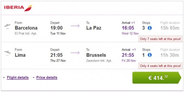 Barcelona >> La Paz -- Lima >> Brussels