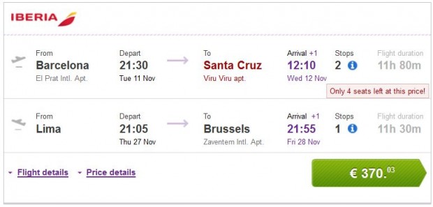 Barcelona >> Santa Cruz -- Lima >> Brussels