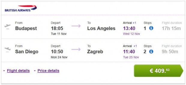 Budimpešta >> Los Angeles -- San Diego >> Zagreb