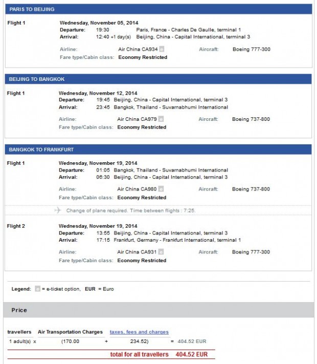 Pariz >> Peking >> Bangkok >> Frankfurt, još jeftinije na Air China stranicama
