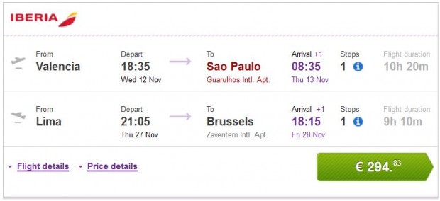 Valencia, Malaga, Bilbao, Barcelona >> Sao Paulo — Lima >> Brisel