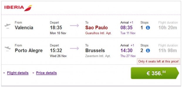 Valencia, Malaga, Bilbao, Barcelona >> Sao Paulo — Porto Alegre >> Brisel