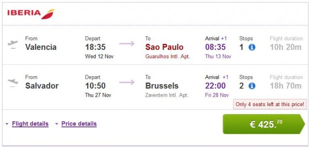 Valencia, Malaga, Bilbao, Barcelona >> Sao Paulo — Salvador >> Brisel