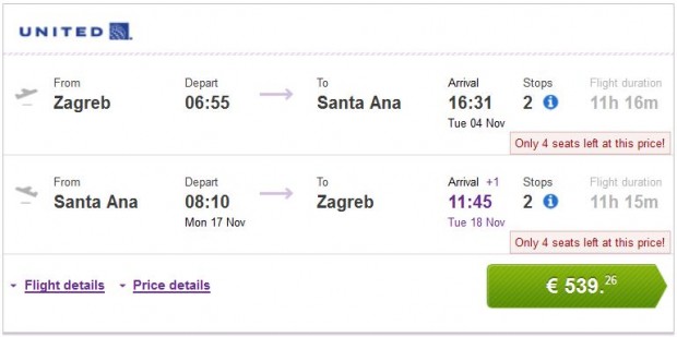 Zagreb >> Santa Ana >> Zagreb