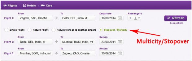 Stopover / Multicity sa booking stranice