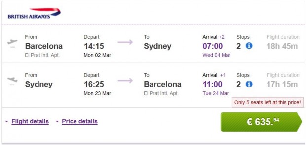 Barcelona >> Sydney >> Barcelona