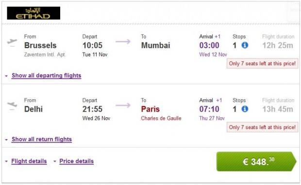 Brisel >> Mumbai -- Delhi >> Pariz