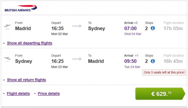 Madrid >> Sydney >> Madrid