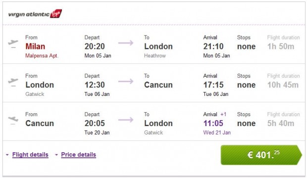 Milano >> Cancun >> London