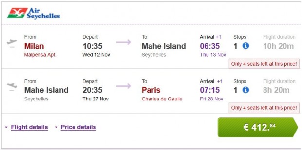 Milan >> Mahe Island (Sejšeli) >> Pariz
