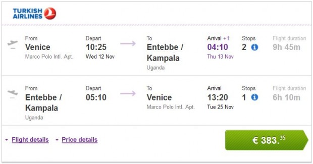 Venecija >> Entebbe >> Venecija