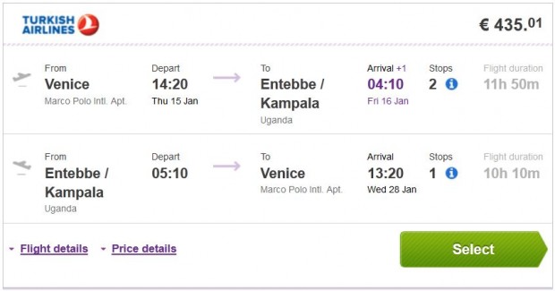 Venecija >> Entebbe/Kempala >> Venecija