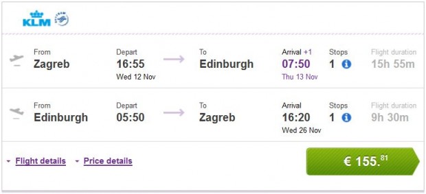 Zagreb >> Edinburgh >> Zagreb