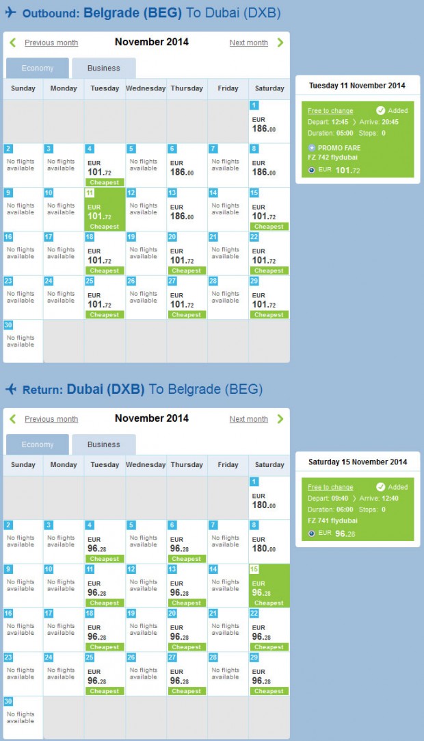 Beograd >> Dubai >> Beograd