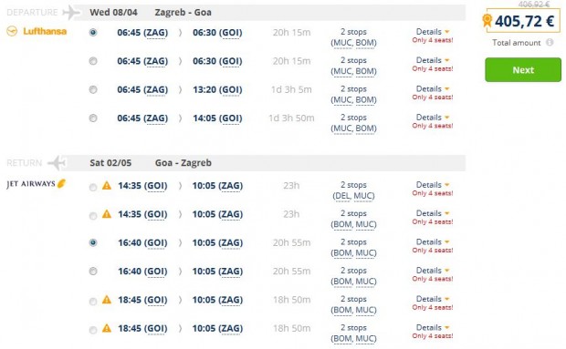 Zagreb >> Goa >> Zagreb