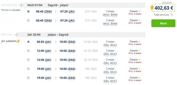 Zagreb >> Jaipur >> Zagreb