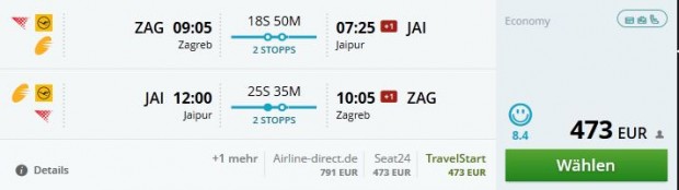 Zagreb >> Jaipur >> Zagreb