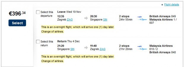 Zagreb >> Singapur >> Zagreb