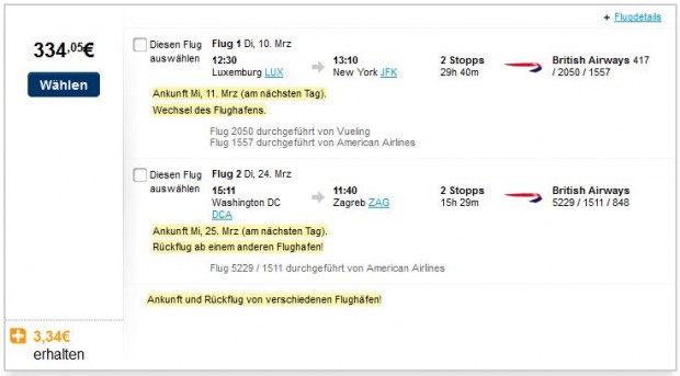 Luksemburg >> New York -- Washington DC >> Zagreb