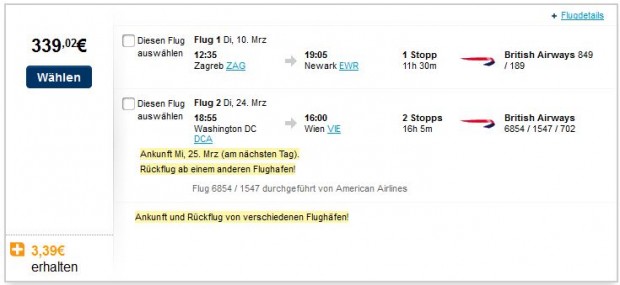 Zagreb >> New York -- Washington DC >> Minhen, Beč