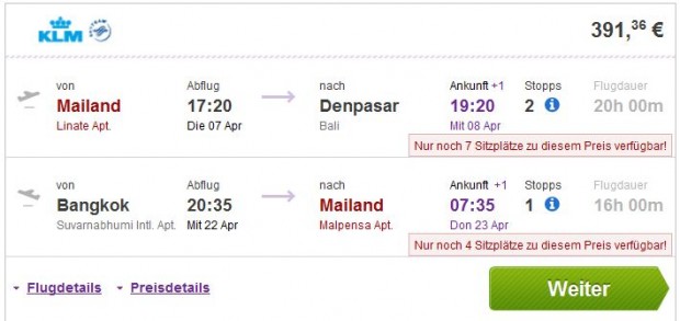 Milano >> Denpasar (Bali) -- Bangkok >> Milano