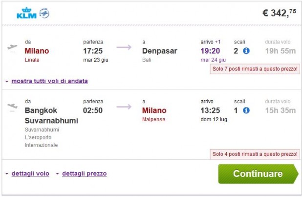 Milano >> Denpasar (Bali) — Bangkok >> Milano