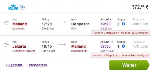 Milano >> Denpasar (Bali) -- Jakarta >> Milano