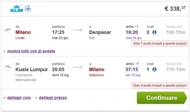 Milano >> Denpasar (Bali) — Kuala Lumpur >> Milano