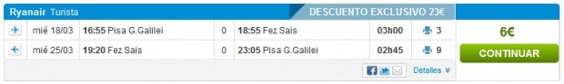 Pisa >> Fez >> Pisa, na rumbo.es stranicama