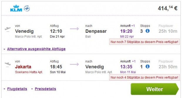 Venecija >> Denpasar (Bali) -- Jakarta >> Venecija