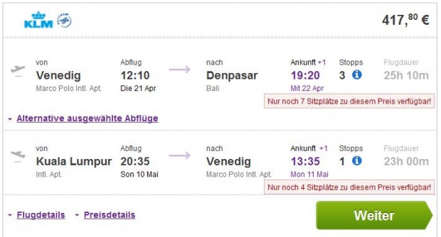 Venecija >> Denpasar (Bali) -- Kuala Lumpur >> Venecija