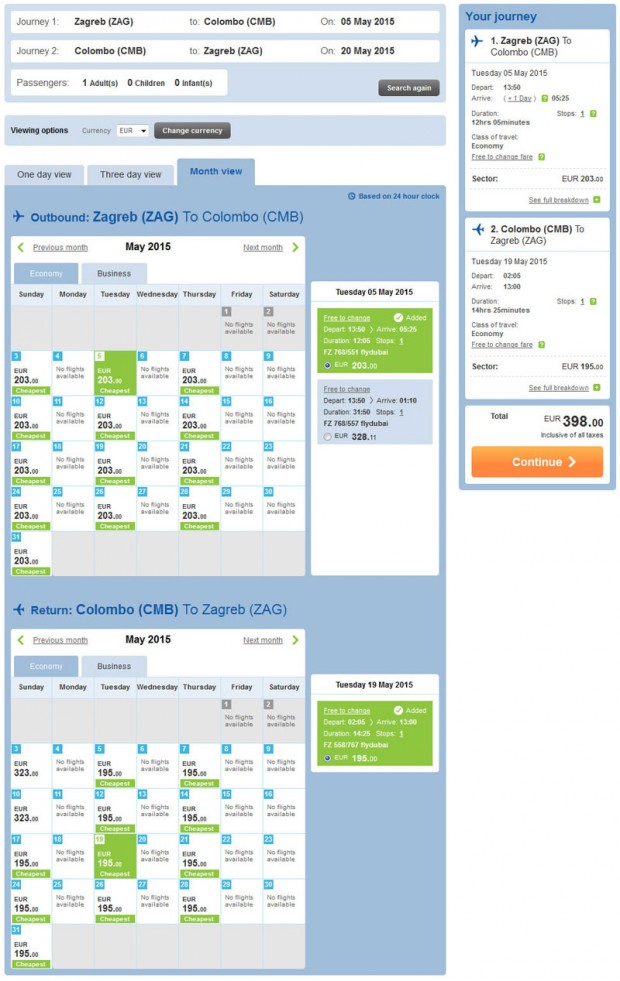 Zagreb >> Colombo >> Zagreb