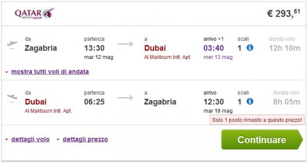 Zagreb >> Dubai >> Zagreb, na budgetair.it stranicama