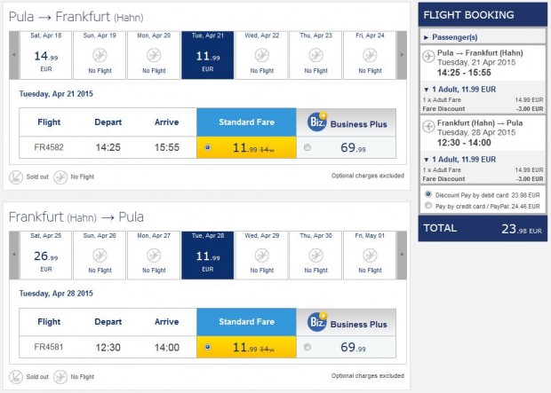 Pula >> Frankfurt >> Pula